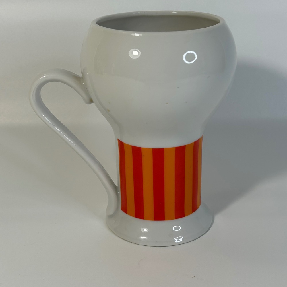 Royal Crown Soda Stripe 3315 Vintage Ceramic Mug White Orange Red Japan Retro